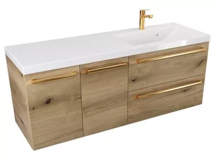 Szafka Wisząca Z Umywalką ATHD 120 cm DS Prawa - Dąb Evoke Coast Mat - Uchwyty Złote Polerowane - Szafki łazienkowe - miniaturka - grafika 1