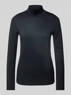 Bluzki damskie - Bluzka o kroju slim fit z długim rękawem i golfem - miniaturka - grafika 1