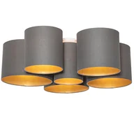 Oprawy, klosze i abażury - QAZQA Szarobrązowa lampa sufitowa ze złotym wnętrzem 6 lamp - Multidrum - miniaturka - grafika 1