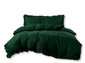 Pościel - Pościel Z Falbaną 140X200 Butelkowa Zieleń 2595 - miniaturka - grafika 1
