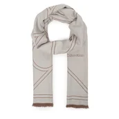 Apaszki i szaliki damskie - Szal Calvin Klein Emblem Repeat Lw Shawl W Fringes LV04F8074G Biały - miniaturka - grafika 1
