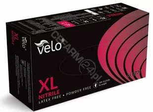 VELO Rękawice rękawiczki) nitrylowe bezpudrowe VELO XL 100 szt czarne PF - Rękawiczki jednorazowe - miniaturka - grafika 1