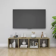 Szafki RTV - vidaXL Szafki pod TV, 4 szt., biel i dąb sonoma, 37x35x37 cm, płyta - miniaturka - grafika 1