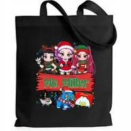 Torby i wózki na zakupy - Torba Czarna EKO MS MILLER CHRISTMAS Prezent Mikołajki Pod Choinkę Święta - miniaturka - grafika 1