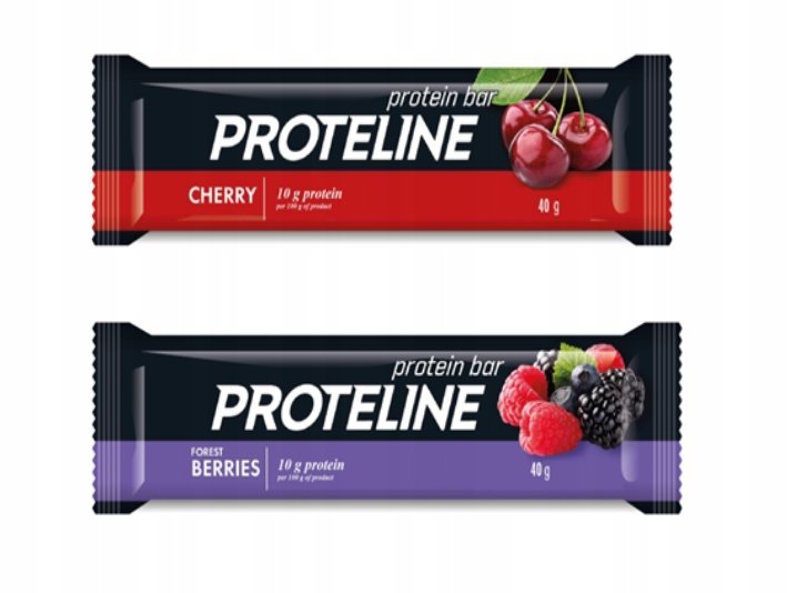 Proteline Fruit Power MIX – Wiśnia & Owoce Leśne – 24 Batoniki Proteinowe