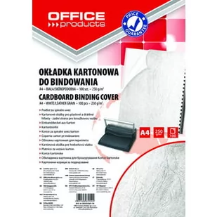 OFFICE PRODUCTS OKŁADKI DO BINDOWANIA OFFICE PRODUCTS KARTON A4 250GSM SKÓROPODOBNE 100SZT. BIAŁE zakupy dla domu i biura 20232525-14 - Akcesoria do laminatorów - miniaturka - grafika 1