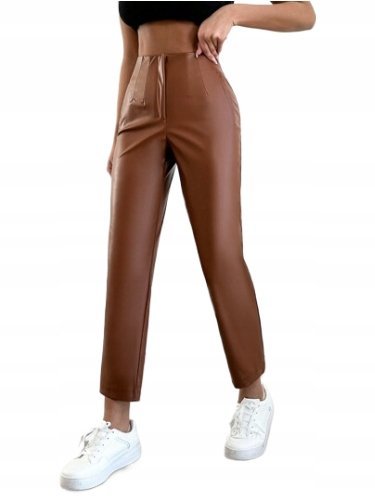 SHEIN SPODNIE DAMSKIE BRĄZOWE PROSTE CASUAL S ŁŁJ