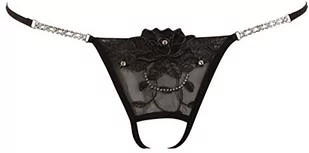 Cottelli Collection Lingerie stras - uwodzicielski stringi dla kobiet, seksowne majtki z haftem i wysadzane kamieniami strasu, czarne - Majtki damskie - miniaturka - grafika 1