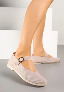 Jasnoróżowe Balerinki z Ozdobnym Paskiem Tellenna - Baleriny - miniaturka - grafika 1