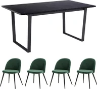 Stoły z krzesłami - Tilst zestaw do jadalni stół stół do jadalni czarny marmurowy nadruk 90x160 4 krzesła welur zielony. - miniaturka - grafika 1