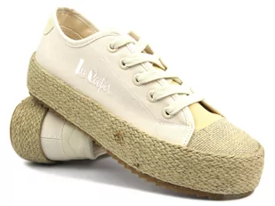 Trampki damskie z plecioną podeszwą - Lee Cooper LCW-24-31-2191L, beżowe - Trampki damskie - miniaturka - grafika 1