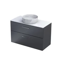 Szafki łazienkowe - Szafka łazienkowa pod umywalkę z blatem Oristo Geo 100 cm grafit mat biały połysk KI01-ZB2S-100-6 - miniaturka - grafika 1