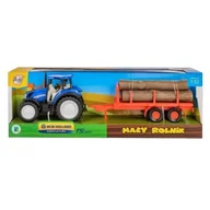 Samochody i pojazdy dla dzieci - Traktor DAFFI Mały rolnik New Holland T5 z przyczepą do przewozu drewna T-522 - miniaturka - grafika 1