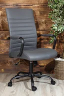 Fotele i krzesła biurowe - Fotel biurowy DORIAN w szarej ekoskórze na czarnym stelażu - miniaturka - grafika 1