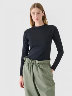 Damski longsleeve basic 4F 4FWAW24TLONF361 - czarny - Koszulki sportowe damskie - miniaturka - grafika 1