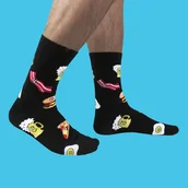 Skarpetki męskie - Męskie skarpetki w jedzenie - Śmieszne skarpetki z piwem - czarne - miniaturka - grafika 1