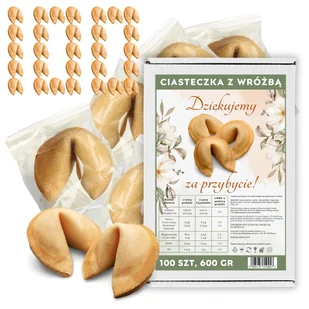 Ciasteczka z Wróżbą Dziękujemy za Przybycie Ciastko Przeznaczenia 100 sztuk - Pieczywo chrupkie - miniaturka - grafika 1