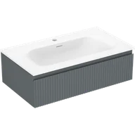 Szafki łazienkowe - Mexen Rivel szafka łazienkowa 80 cm z umywalką Vela, 1 szuflada, ryflowana , grafit mat/biała mat - 91A20-08023-1-BF66-W23M01 - miniaturka - grafika 1