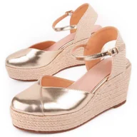 Espadryle damskie - Montevita Wedge Sparto Balenci3 Gold - miniaturka - grafika 1