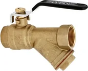 Zawory i kraniki - Hydroland Zawór kulowy Tytan z filtrem skośnym i dławikiem nakrętno-nakrętnym 3/4" ZKWF-PP-20 - miniaturka - grafika 1