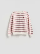 Bluzy damskie - Reserved - Bluza z drobnym haftem - pastelowy róż - miniaturka - grafika 1