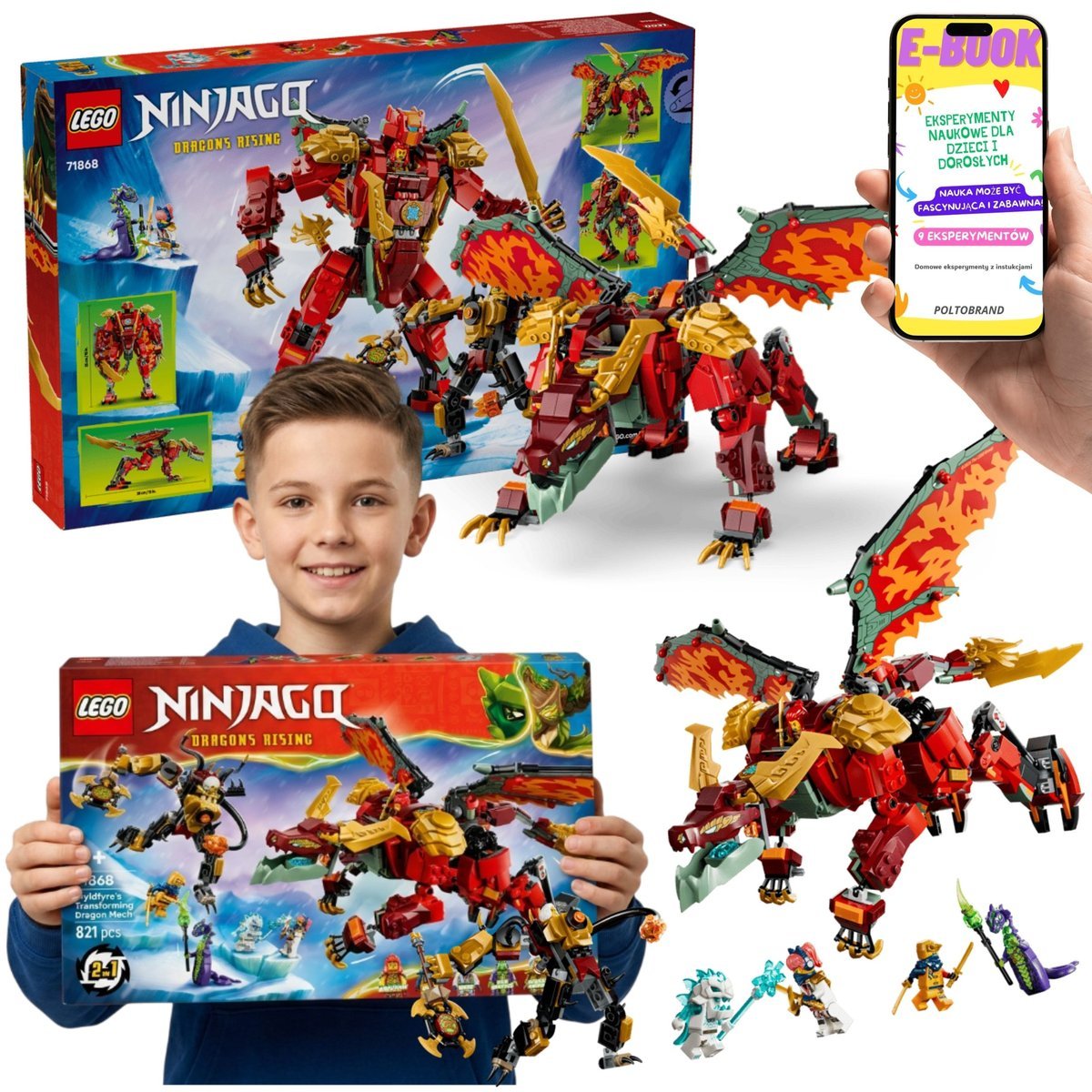 LEGO NINJAGO Transformujący Smoczy Mech Wyldfyre (71868) + E-BOOK