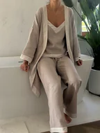 Piżamy damskie - Muślinowe spodnie beżowe - miniaturka - grafika 1