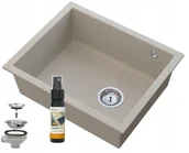 Zlewozmywaki - Granitan Beżowy podblatowy zlew chrom salix podwieszany - miniaturka - grafika 1