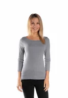 Bluzki damskie - Bluzka z dekoltem w łódkę z rękawem 3/4 szara/Golden queen - miniaturka - grafika 1