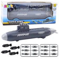 Samochody i pojazdy dla dzieci - Statek Łódź Podwodna Strzelająca Torpedami Napęd Ciemnoszara 28cm LEAN Toys - miniaturka - grafika 1