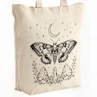 Torby i wózki na zakupy - Torba bawełniana premium na zakupy Kryształy Motyl Księżyc Magia Prezent - miniaturka - grafika 1