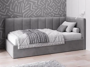 Tapczan jednoosobowy tapicerowany 90x200 z pojemnikiem ze stelażem grafitowy Velvet Tom - Łóżka dla dzieci i młodzieży Tapczan jednoosobowy tapicerowany 90x200 z pojemnikiem ze stelażem grafitowy Velvet Tom - Łóżka dla dzieci i młodzieży - miniaturka - grafika 1