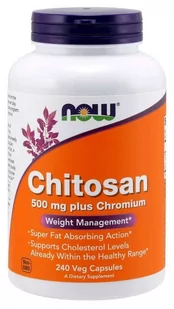 Now Foods Chitosan - Chitozan 500 mg + Chrom 100 mcg (240 kaps.) - Suplementy naturalne - miniaturka - grafika 1