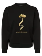 Bluzy damskie - Armani Exchange Damska bluza nierozpinana Kobiety Bawełna czarny jednolity, XS - miniaturka - grafika 1