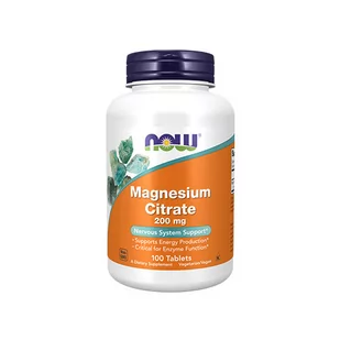 NOW Magnesium Citrate 200mg - 100tabs - Witaminy i minerały dla sportowców - miniaturka - grafika 1