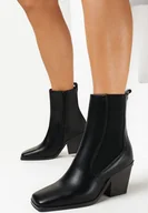 Botki damskie - Czarne Botki Kowbojki z Kwadratowym Noskiem Micolasa - miniaturka - grafika 1