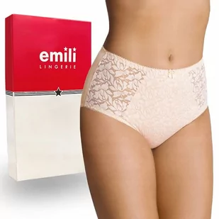 ﻿EMILI Norma Koronkowe Figi Bawełna Beżowy XL - Bielizna ciążowa - miniaturka - grafika 1