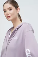 Bluzy damskie - adidas bluza bawełniana damska kolor fioletowy z kapturem z aplikacją - miniaturka - grafika 1