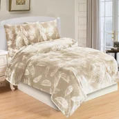 Pościel - Pościel Microplush Feathers beżowa, 140 x 200 cm,70 x 90 cm - miniaturka - grafika 1