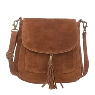 Torebki damskie - Torebka Skórzana Zamszowa Vera Pelle Vanita Brązowa - miniaturka - grafika 1