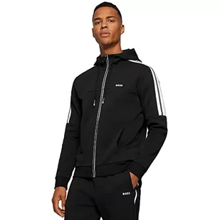 BOSS Męska bluza z kapturem Saggy 1 unisex z detalami z logo, Czarny, L - Bluzy męskie - miniaturka - grafika 1