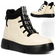 Botki damskie - Botki Damskie SKÓRZANE Zamek FILIPPO Platforma Beż Eleganckie Modne Botki Damskie 41 SKÓRZANE Zamek FILIPPO Platforma Beż Eleganckie Modne - miniaturka - grafika 1