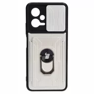 Etui i futerały do telefonów - Bizon Etui Case Camshield Card Slot Ring do Xiaomi POCO X5, białe - miniaturka - grafika 1