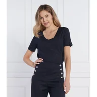 Koszulki i topy damskie - Tommy Hilfiger T-shirt REG V-NK FEM METALLIC SS | Regular Fit - miniaturka - grafika 1