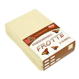 Prześcieradło frotte z gumką KARO 140x200 cm, kremowe 003 grube 200g/m2 - Prześcieradła - miniaturka - grafika 1
