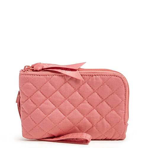 Vera Bradley Bawełniany portfel na podwójny zamek błyskawiczny z ochroną RFID, róża terakotowa - bawełna z recyklingu, jeden rozmiar