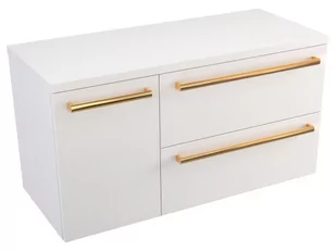 Szafka Wisząca Z Blatem ATH 90 cm D Prawa - Biały Mat - Uchwyty Złote Polerowane - Szafki łazienkowe - miniaturka - grafika 1