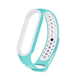 Hurtel Zamienna silikonowa opaska pasek do Xiaomi Mi Band 5 Dots turkusowo-biały - Akcesoria do smartwatchy - miniaturka - grafika 2