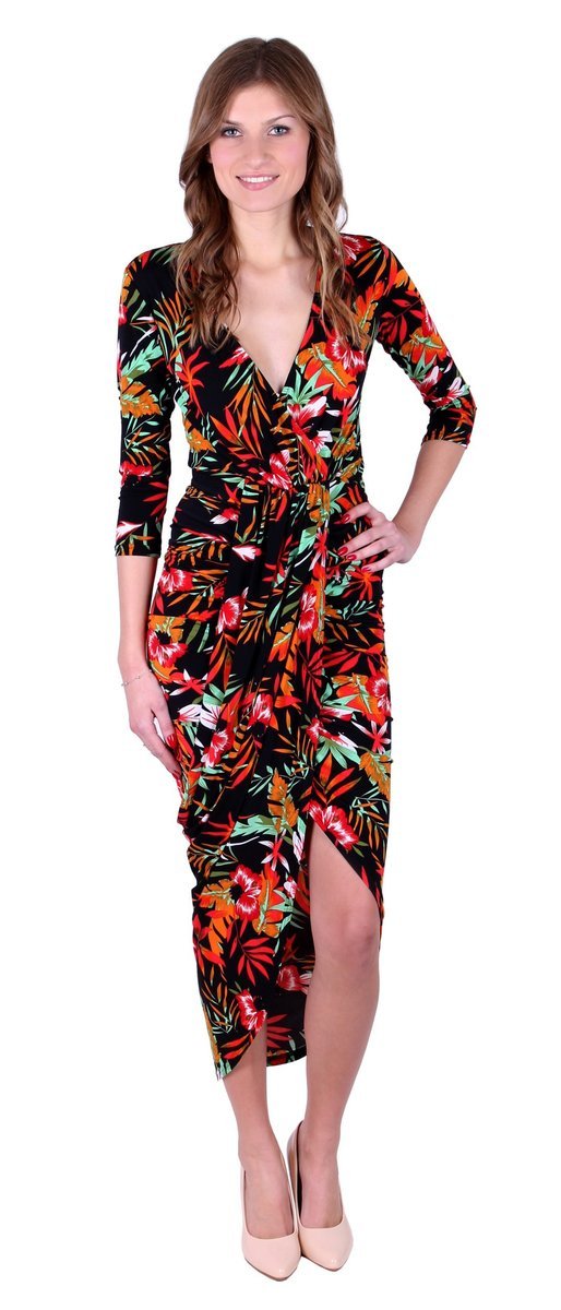 John Zack KARDASHIAN STYLE dopasowana sukienka w kwiaty S