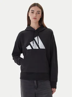 adidas Bluza Holiday Metallic Graphic JV8526 Czarny Regular Fit - Bluzy damskie - miniaturka - grafika 1